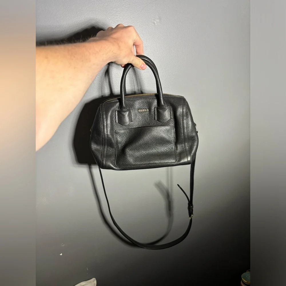 Furla Alba Pebbled Leather Satchel Crossbody Baby